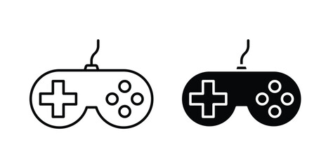 Gamepad icon pack flat black, Editable line icons © Tareem