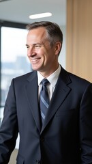 Naklejka premium Positive expression, well-dressed in suit and tie, confident demeanor