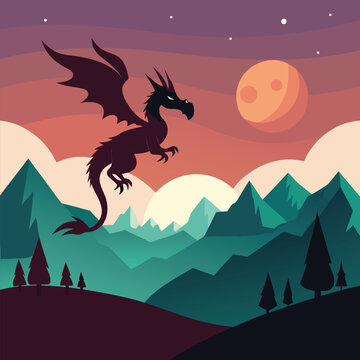 silhouette of a friendly dragon flying over rollin (1)(9)