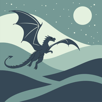 silhouette of a friendly dragon flying over rollin (1)