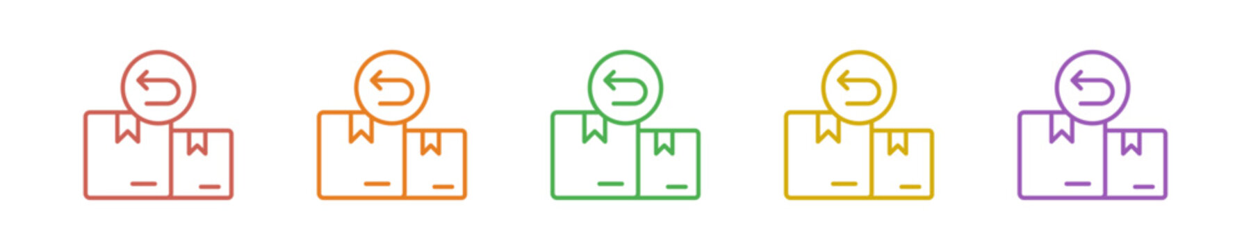 Return Icon Set Multiple Style Collection. Vector Illustration Concept Designed In Line Colorful Style