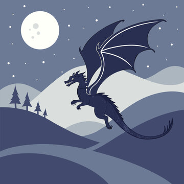 silhouette of a friendly dragon flying over rollin (1)(3)