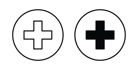 Fototapeta premium Hospital sign pack flat black, Editable line icons