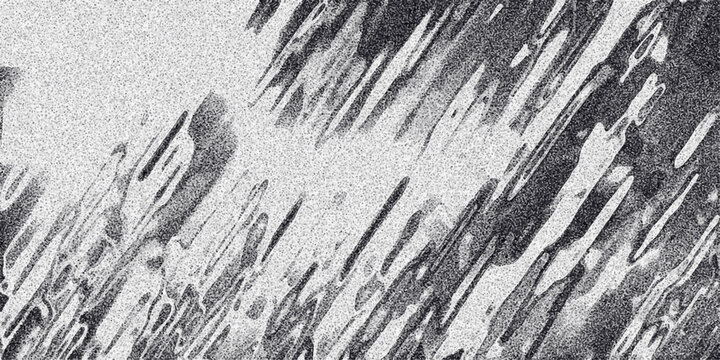 Abstract monochrome textured background with diagonal streaks and grainy noise effect creating a dynamic and artistic visual pattern for graphic design and digital art applications
