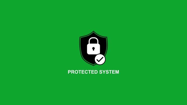 Protected system architecture animation showing digital security layers and network shielding.