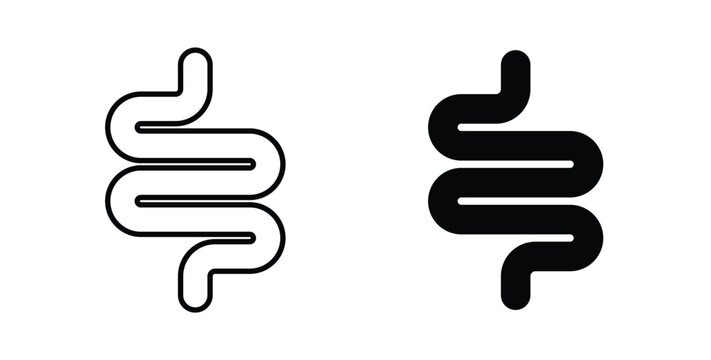 Intestine icon pack flat black, Editable line icons