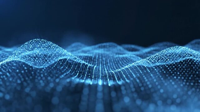 Digital wave pattern with glowing blue lines.