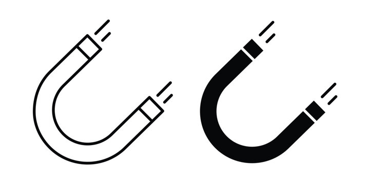 Magnet icon pack flat black, Editable line icons