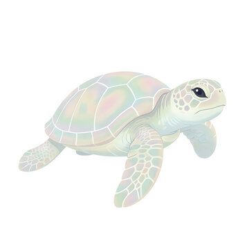 A delicate sea turtle swimming gracefully in a serene underwater environment
