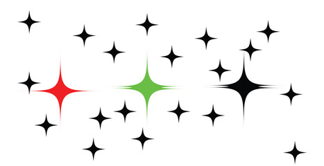 Fototapeta premium Sparkle cluster with glowing green accent star 