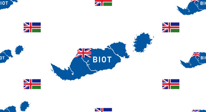 British Indian Ocean Territory Map Pattern Vector Illustration Featuring BIOT Silhouette and National Flag Design for Geographic Backgrounds and Travel Graphics