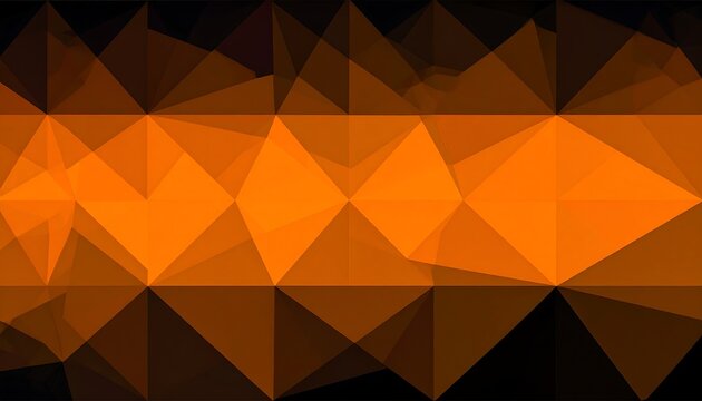 A vibrant geometric pattern with orange and brown polygons on black background