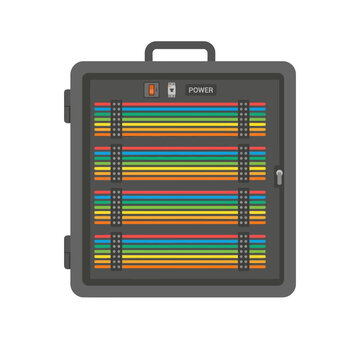Minimal electrical cabinet icon with neat parallel wires, flat vector design