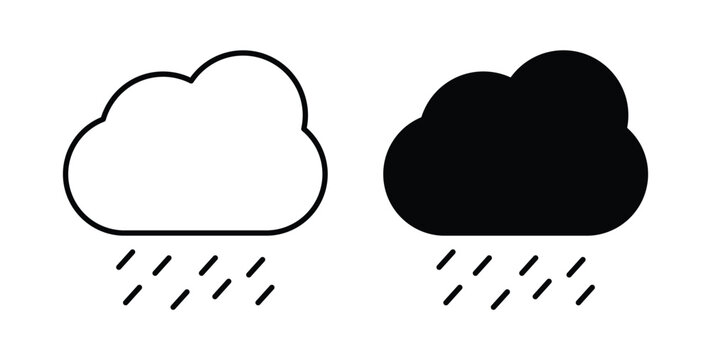 Rain icon pack flat black, Editable line icons