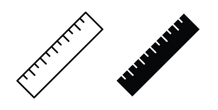 Ruler icon pack flat black, Editable line icons