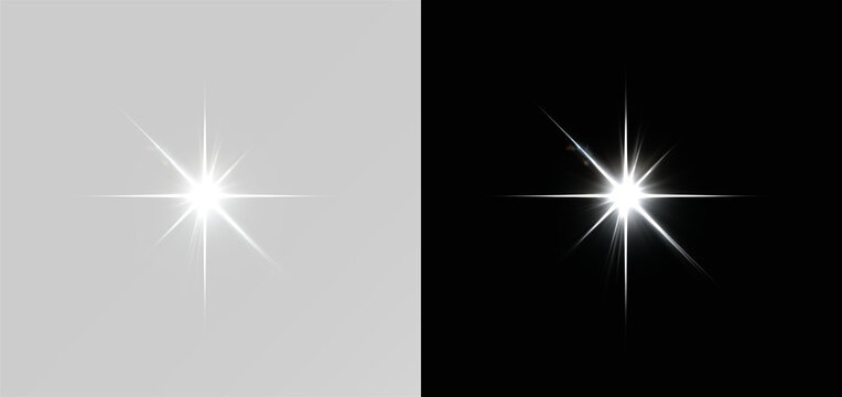 White star with optical lens flare for cinematic and graphic design png