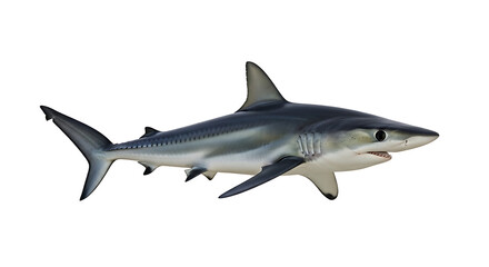 Obraz premium A close-up profile view of a sleek mako shark swimming in the ocean