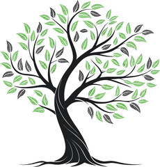 Obraz premium vector tree silhouette with leaves