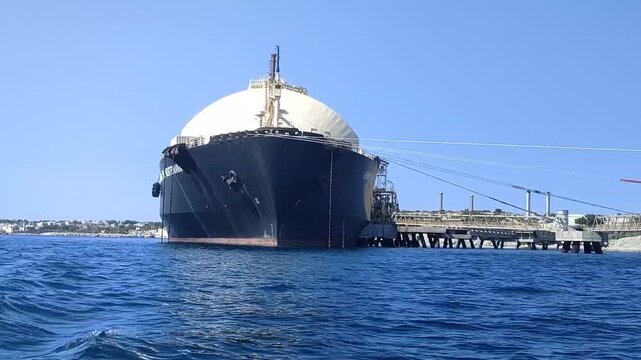 LNG FSU Tanker (Armada LNG Mediterrana) docked at the Delimara power plant terminal in Marsaxlokk Bay, Malta 