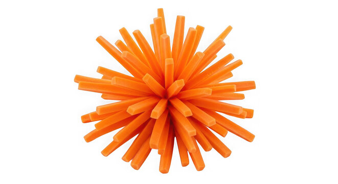 Vibrant orange pipe cleaner ball with fuzzy texture isolated on transparent background