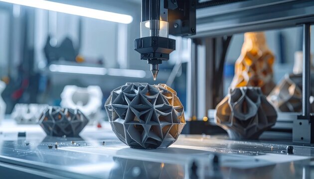 Advanced 3D Printing Technology Creating Complex Geometric Object.