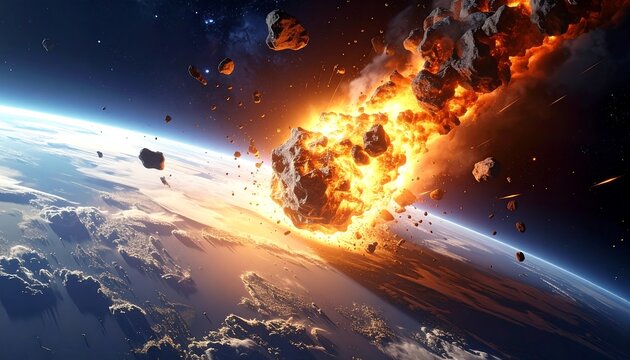 A massive explosion occurs on a planetary surface