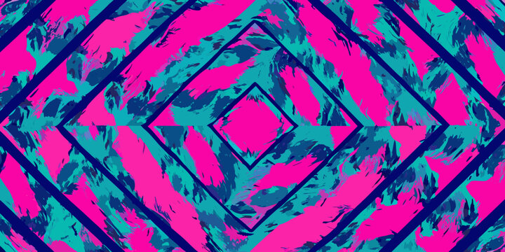 Vibrant abstract geometric pattern with pink teal and dark blue hues