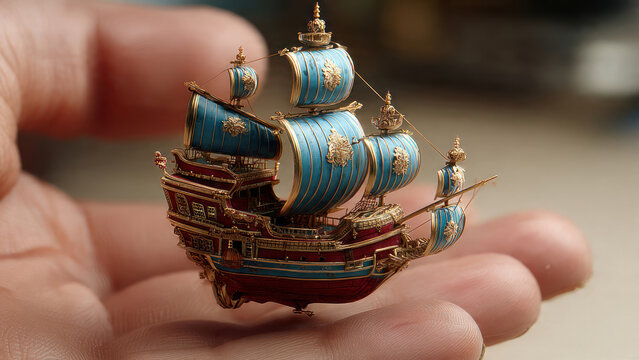 small miniature phinisi ship