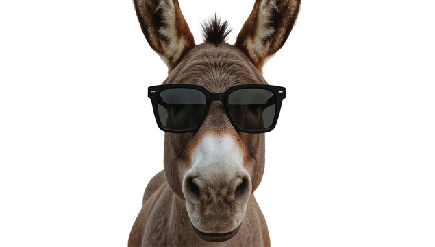 Donkey Wearing Sunglasses PNG with Funny Animal Portrait for Meme Content and Creative Branding in Minimalist Style