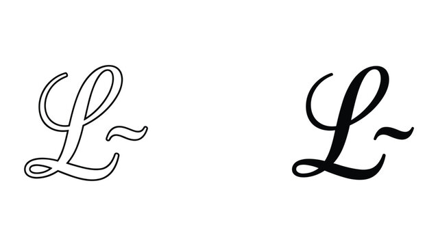 Decorative letter L elegant script typography