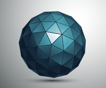 Clean geometric sphere constructed from linear wireframe structure, suitable as modern design element for technology, science or minimal layouts.