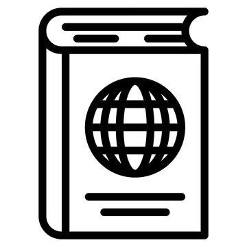 minimal line travel guide icon book information tourism knowledge reference editable stroke concept