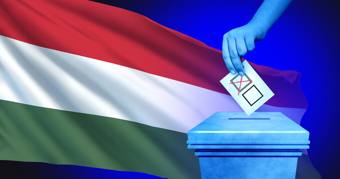 Hungarian Voters and Hungary vote parliamentary elections and crucial election vote as Hungarians at the ballot box casting a ballott for Prime Minister candidate as Liberal Democracy elections in Eur