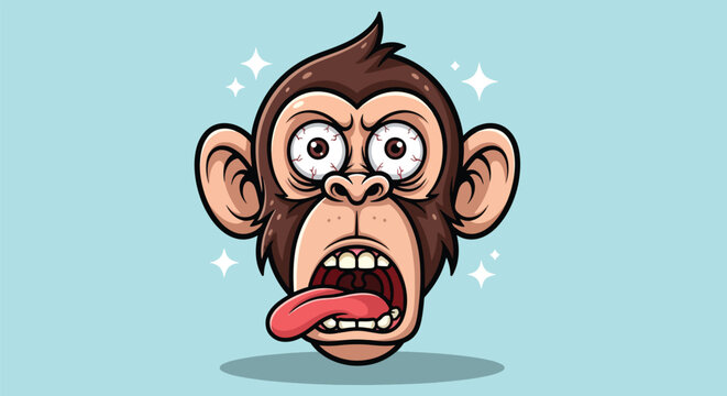 Funny Monkey Face Cartoon Character.