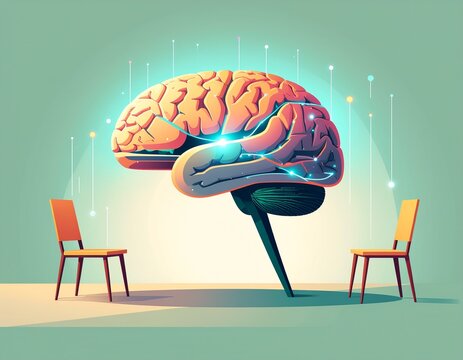 Artificial Intelligence and brian with dark background, generative AI