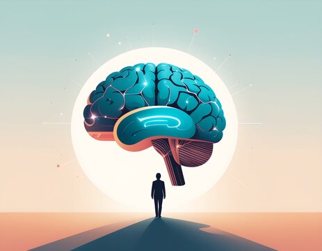 Artificial Intelligence and brian with dark background, generative AI
