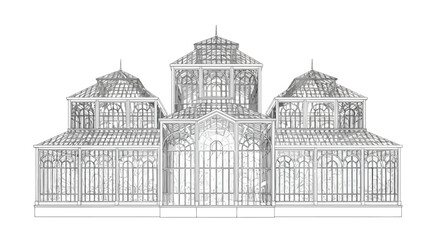 Obraz premium Ornate glass greenhouse or conservatory building outline