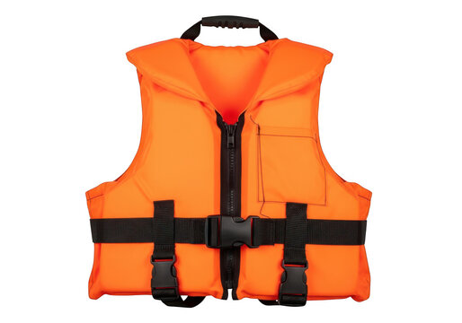 Bright orange life jacket designed for water safety and buoyancy support