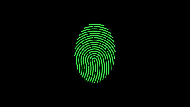 A black fingerprint on a green background