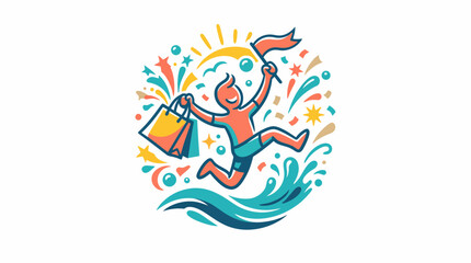 Fototapeta premium Joyful Shopper Celebrating Summer Sales
