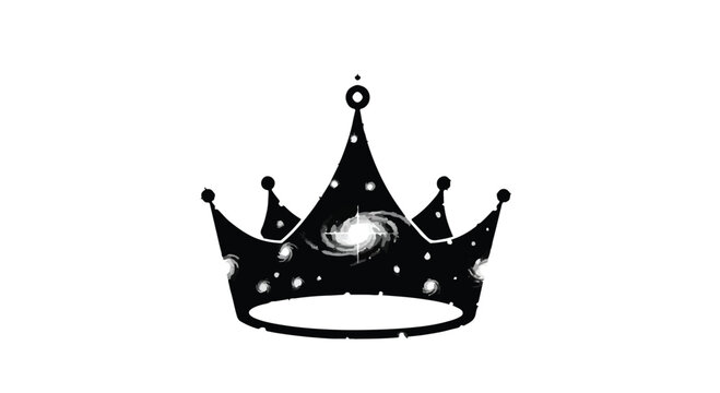 Crown silhouette filled with a celestial galaxy pattern serves as a powerful metaphor for leadership, cosmic authority, royal imagination, and the vast potential of visionary noble ambition.