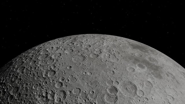 Amazing view of the Earth over the Moon's surface as we orbit around it
