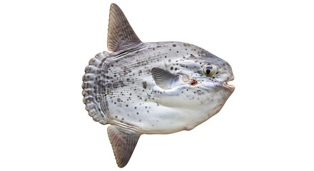 Obraz premium Majestic ocean sunfish, a fascinating marine creature isolated on pristine white background studio shot
