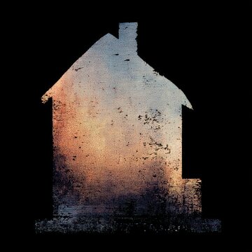 Rustic house silhouette art
