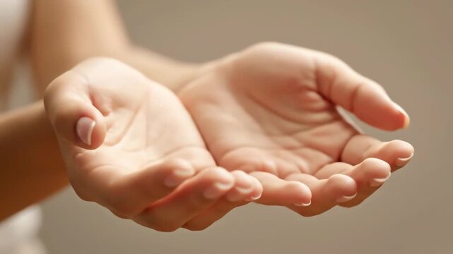 Open palms, cupped hands waiting to receive, offering support or asking for help, a symbol of generosity and empathy in human connection