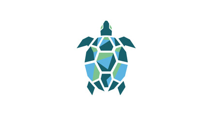 Obraz premium Geometric Sea Turtle Logo Design - Abstract Animal Icon
