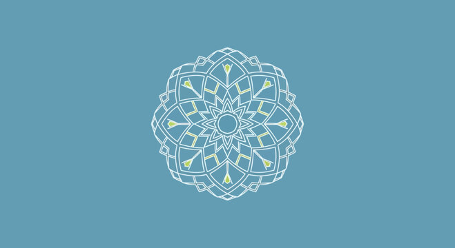 Geometric Mandala Pattern on Blue Background
