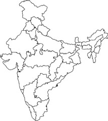 Fototapeta premium India map for design Black outline.