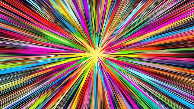 Converging multicolor streaks with bright yellow central focal point