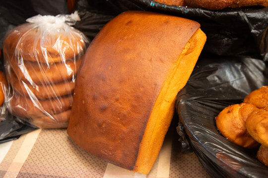 Assortment of freshly baked bread and pastries from Chiapas, Mexico